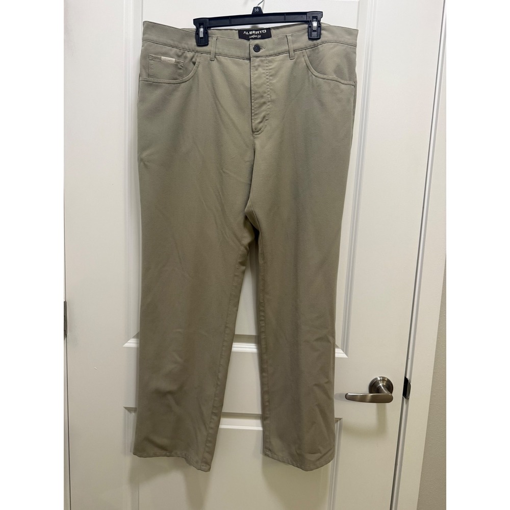 Alberto Comfort Fit Mens Tan Khaki Pants Size 56 US 38x31 Straight Leg Chinos